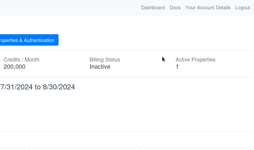 Account details link in your Stadia Maps Dashboard