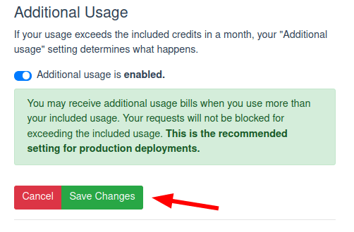 Complete your upgrade by saving changes