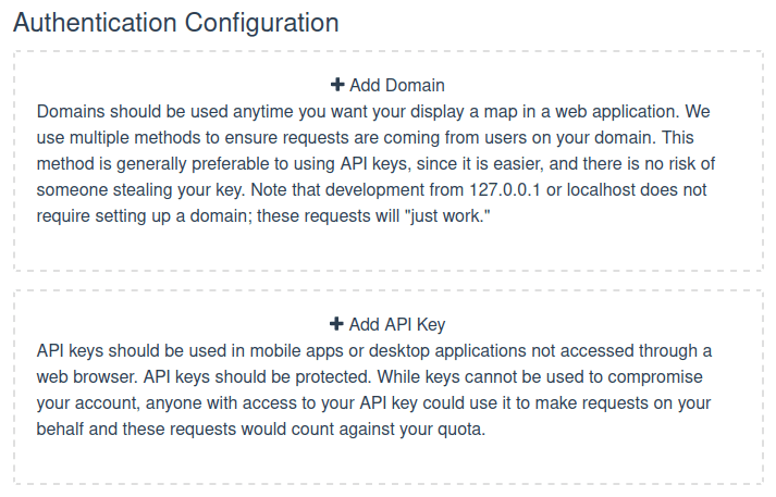 Screenshot of API key management in the client dashboard when no key exists