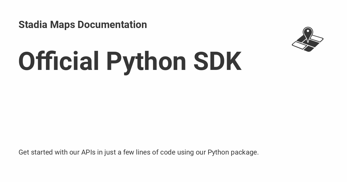 Official Python SDK - Stadia Maps Documentation